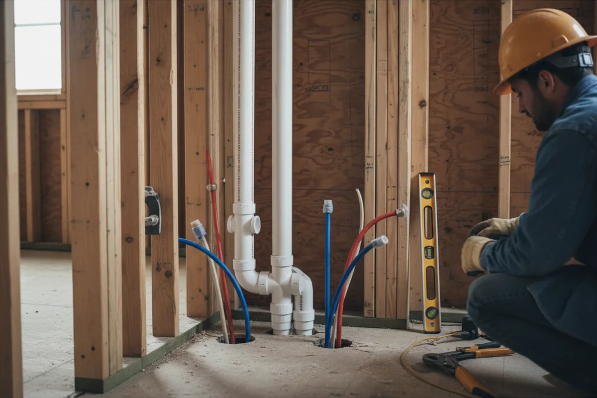 Drain and supply rough-in during Drain Cleaning in Minier