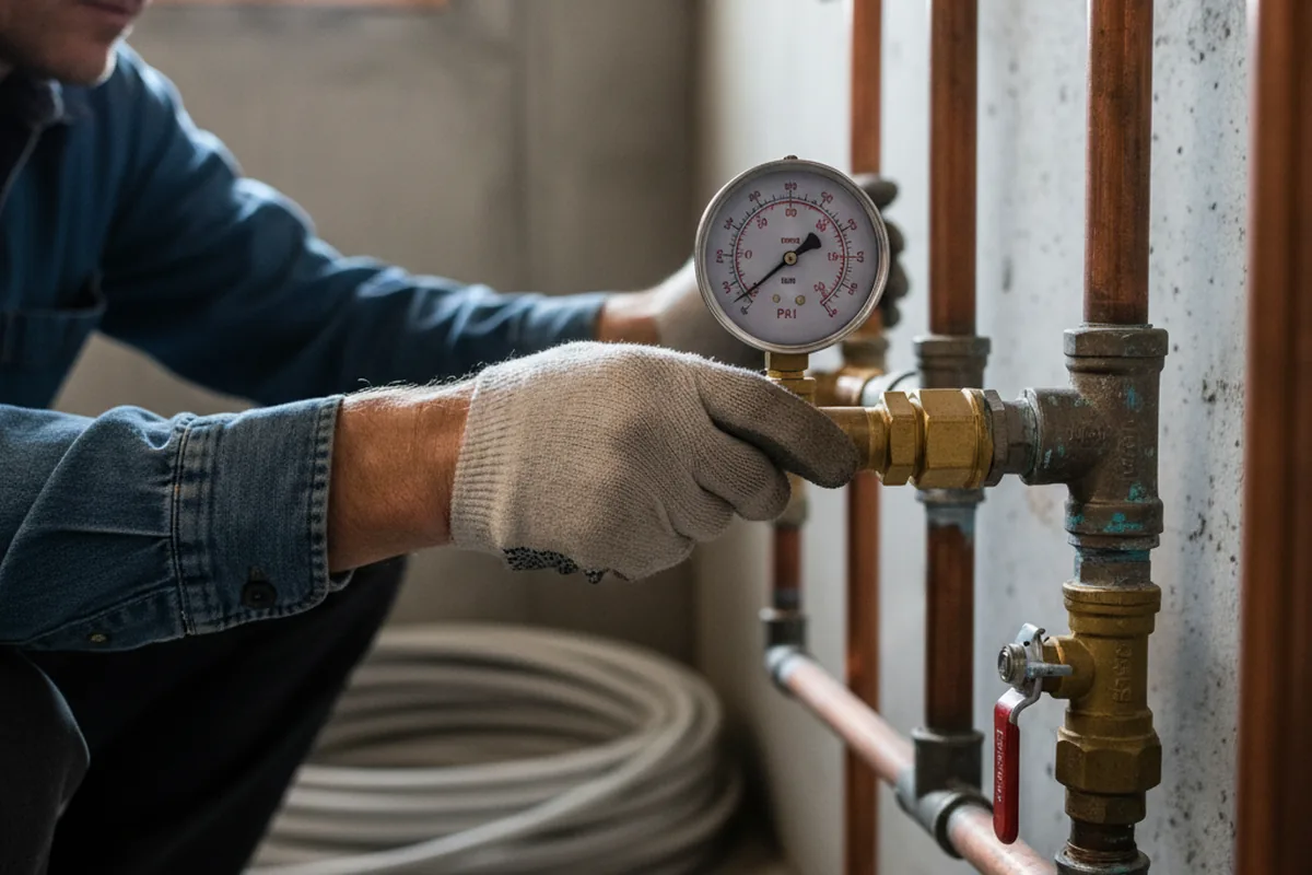 Pressure testing a repaired line during Water Line Repair in Minier