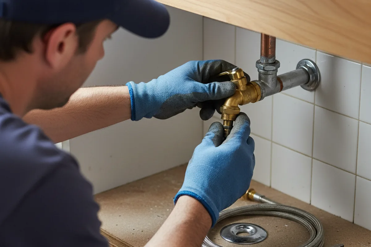Shutoff valve and fitting work during Emergency Plumbing in Minier